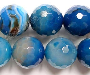 Blue Sardonix Agate w/ Lines  -  Faceted Round  16"