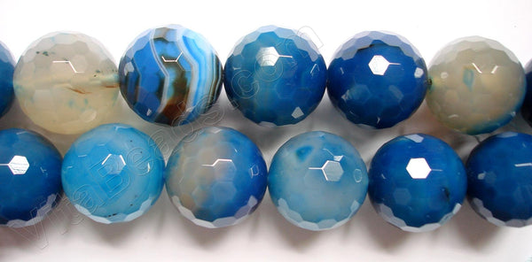 Blue Sardonix Agate w/ Lines  -  Faceted Round  16"