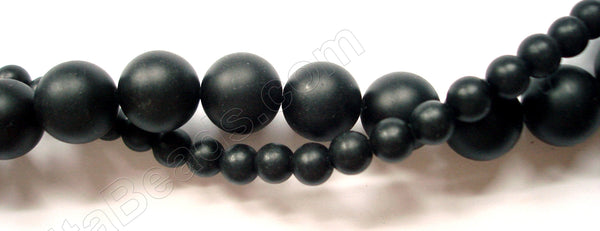 Matte Black Onyx  -  Smooth Round Beads 16"