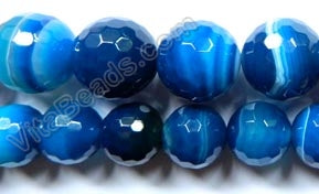 Blue Sardonix Agate w/ Lines  -  Faceted Round  16"