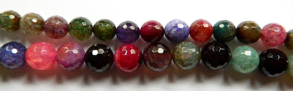 Fire Agate Dark Tourmaline Mix - Faceted Round 16"
