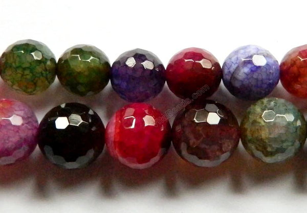 Fire Agate Dark Tourmaline Mix - Faceted Round 16"