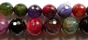 Fire Agate Dark Tourmaline Mix - Faceted Round 16"