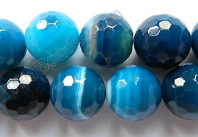 Blue Sardonix Agate w/ Lines  -  Faceted Round  16"