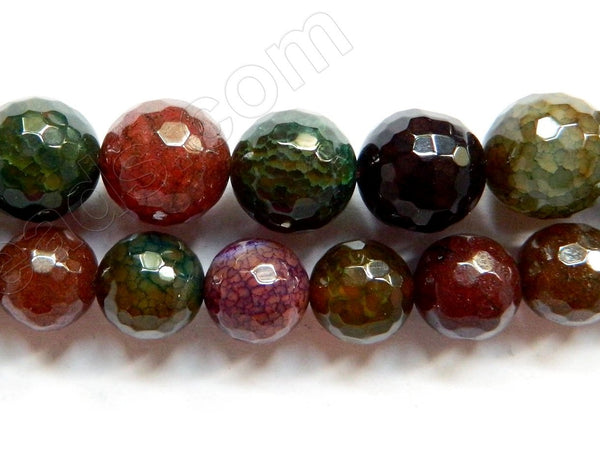 Fire Agate Dark Tourmaline Mix - Faceted Round 16"