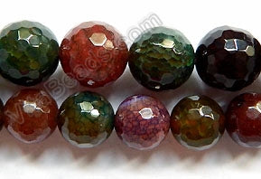 Fire Agate Dark Tourmaline Mix - Faceted Round 16"