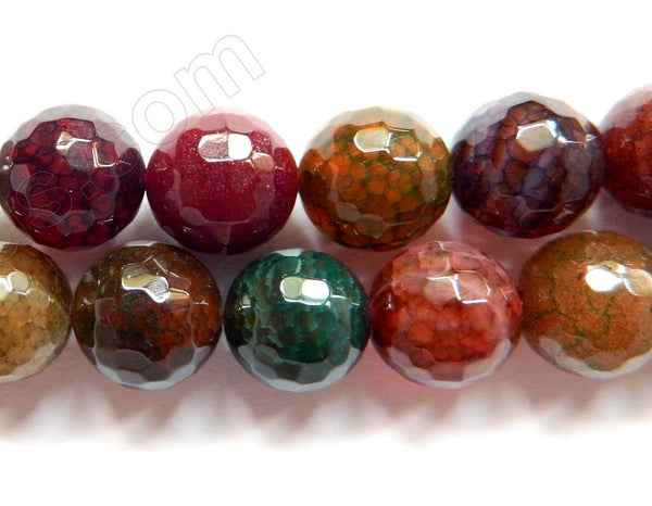 Fire Agate Dark Tourmaline Mix - Faceted Round 16"