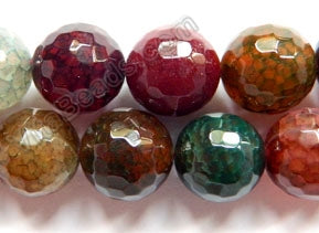 Fire Agate Dark Tourmaline Mix - Faceted Round 16"