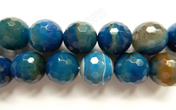 Blue Sardonix Agate w/ Lines  -  Faceted Round  16"