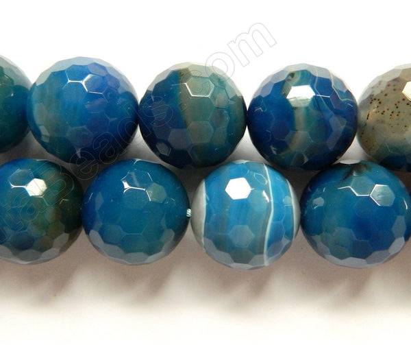 Blue Sardonix Agate w/ Lines  -  Faceted Round  16"