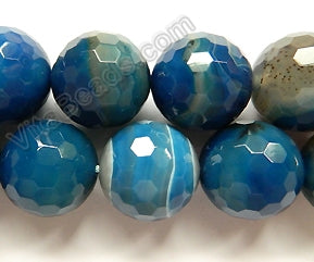 Blue Sardonix Agate w/ Lines  -  Faceted Round  16"