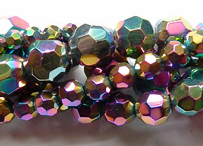 Metallic Purple Peacock Crystal  -  Faceted Round  14"