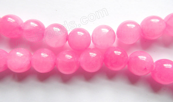 Fuchsia Pink Semi Transparent Jade  -  Big Smooth Round Beads  16"