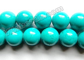 Deep Blue Chinese Turquoise AAA (Natural)  -  Smooth Round  16"