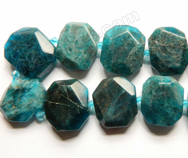 Dark Apatite w Brown Natural HK  -  Graduated Center Drilled Faceted Rectangles w/ Spacer  16"
