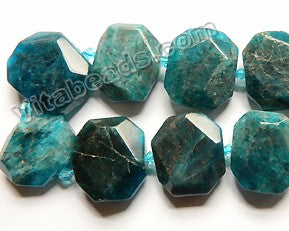 Dark Apatite w Brown Natural HK  -  Graduated Center Drilled Faceted Rectangles w/ Spacer  16"