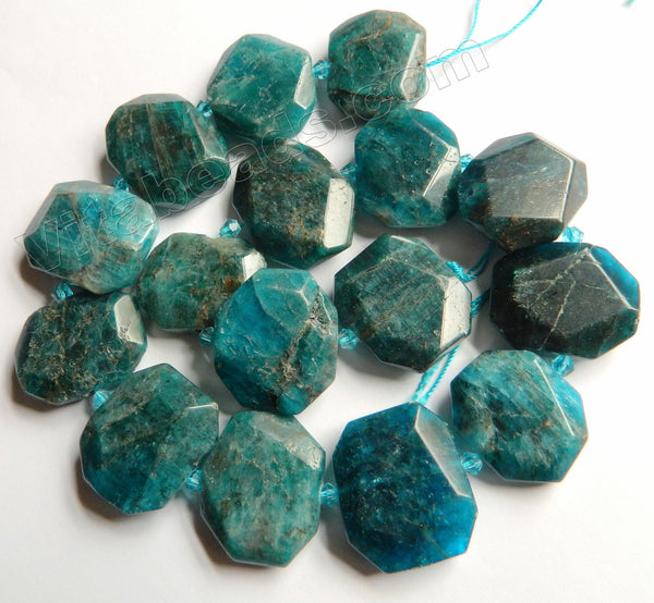 Dark Apatite w Brown Natural HK  -  Graduated Center Drilled Faceted Rectangles w/ Spacer  16"