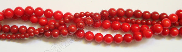 Red Bamboo Coral  -  Smooth Round Beads  15"