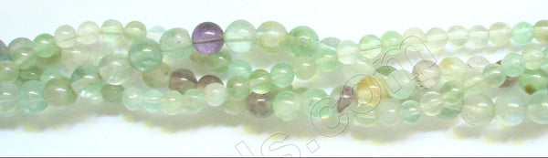 Green Fluorite w/ Purple  -  Smooth Round  16"