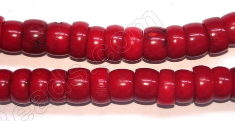 Red Bamboo Coral  -  Smooth Rondel Drum Beads 15"
