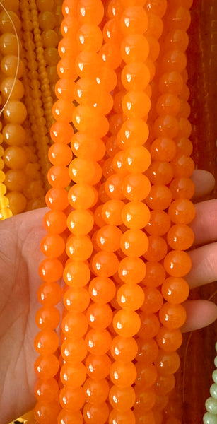 Orange Malay Jade  -  Smooth Round  15"