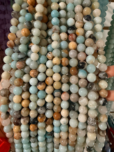 Golden Amazonite  -  Smooth Round Beads 16"