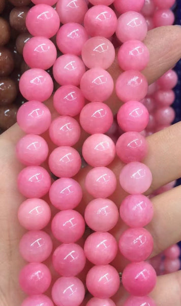 Hot Pink Malay Jade  -  Smooth Round  16"