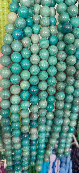 New Chrysacolla  -  Smooth Round Beads  16"