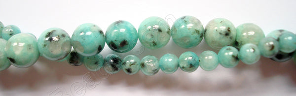 Green Kiwi Stone Light  -  Smooth Round Beads  16"