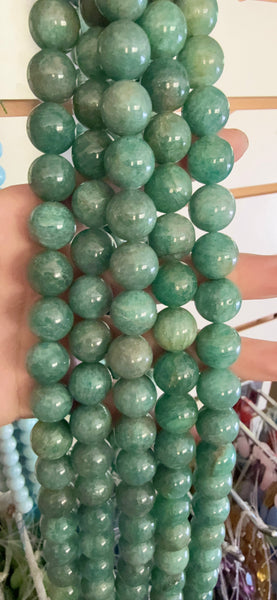 Russia Amazonite AAA  -  Smooth Round Beads  16"
