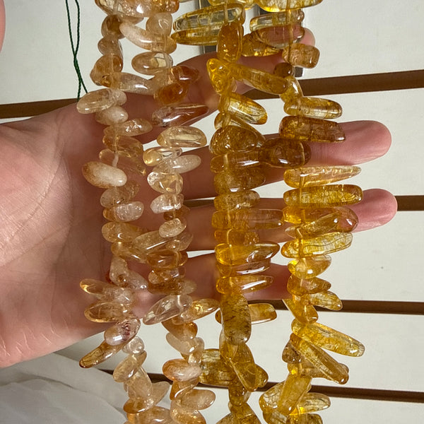 Citrine Yellow Explosion Crystal Natural A - Smooth Long Chip Sticks  16"