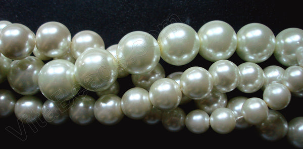 Glass Pearl   -  00 Cream White  -  Smooth Round Beads  16"