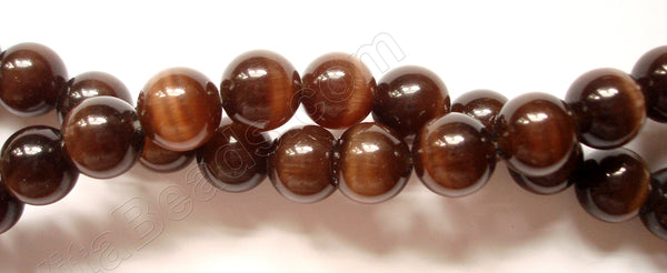 Cat's Eye Smooth Round  -  Dark Brown 16"