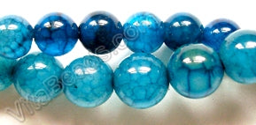 Blue Fire Agate Light  -  Smooth Round Beads  16"
