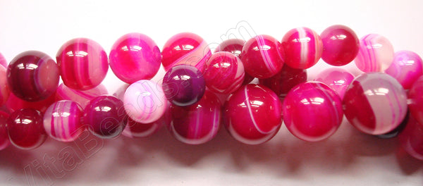Fuchsia Orchid Sardonix Agate  -  Smooth Round Beads  15"
