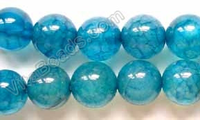 Blue Fire Agate Light  -  Smooth Round Beads  16"