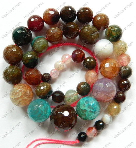 Mixed Fire Agate Tourmaline Color  -  Graduated Faceted Round Necklace 16.5"