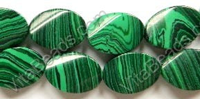 Malachite  (Manmade)  -  Twisted Flat Ovals 16"  