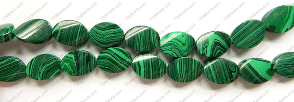 Malachite  (Manmade)  -  Twisted Flat Ovals 16"  