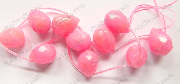 Pink Jade  -  18x25mm Faceted Teardrop 8"