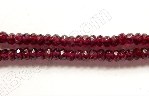 Garnet  -  Faceted Rondel, Faceted Button  16"