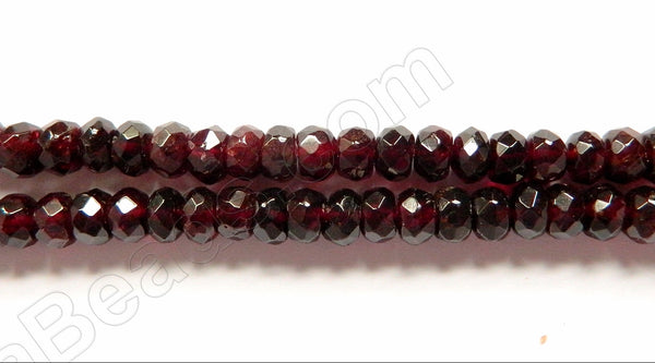 Garnet  -  Faceted Rondel, Faceted Button  16"