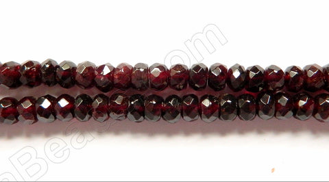 Garnet  -  Faceted Rondel, Faceted Button  16"