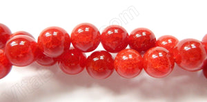 Dark Red Fire Agate -  Smooth Round Beads  16"