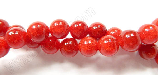 Dark Red Fire Agate -  Smooth Round Beads  16"