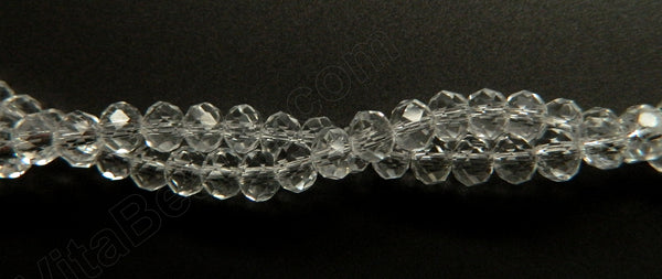 Clear Crystal Qtz  -  Faceted Rondel  16"