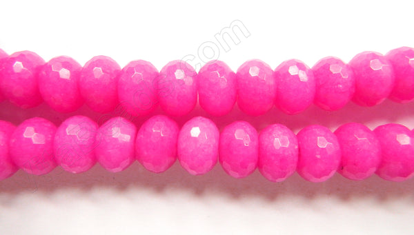 Bright Fuchsia Jade  -  Big Faceted Rondels  16"