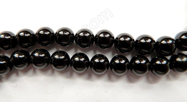 Black Jet Stone Natural AA  -  Smooth Round  16"