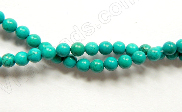 Dark Blue Green Chinese Turquoise A (Natural)  -  Smooth Round  16"