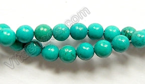 Dark Blue Green Chinese Turquoise A (Natural)  -  Smooth Round  16"
